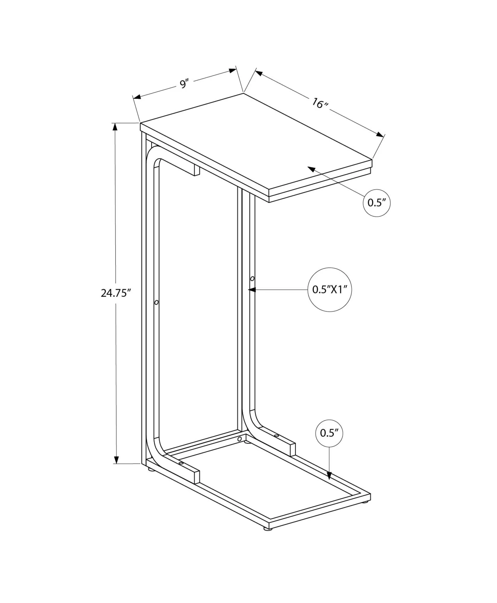 Accent Table - 25"H / Black / Black Metal