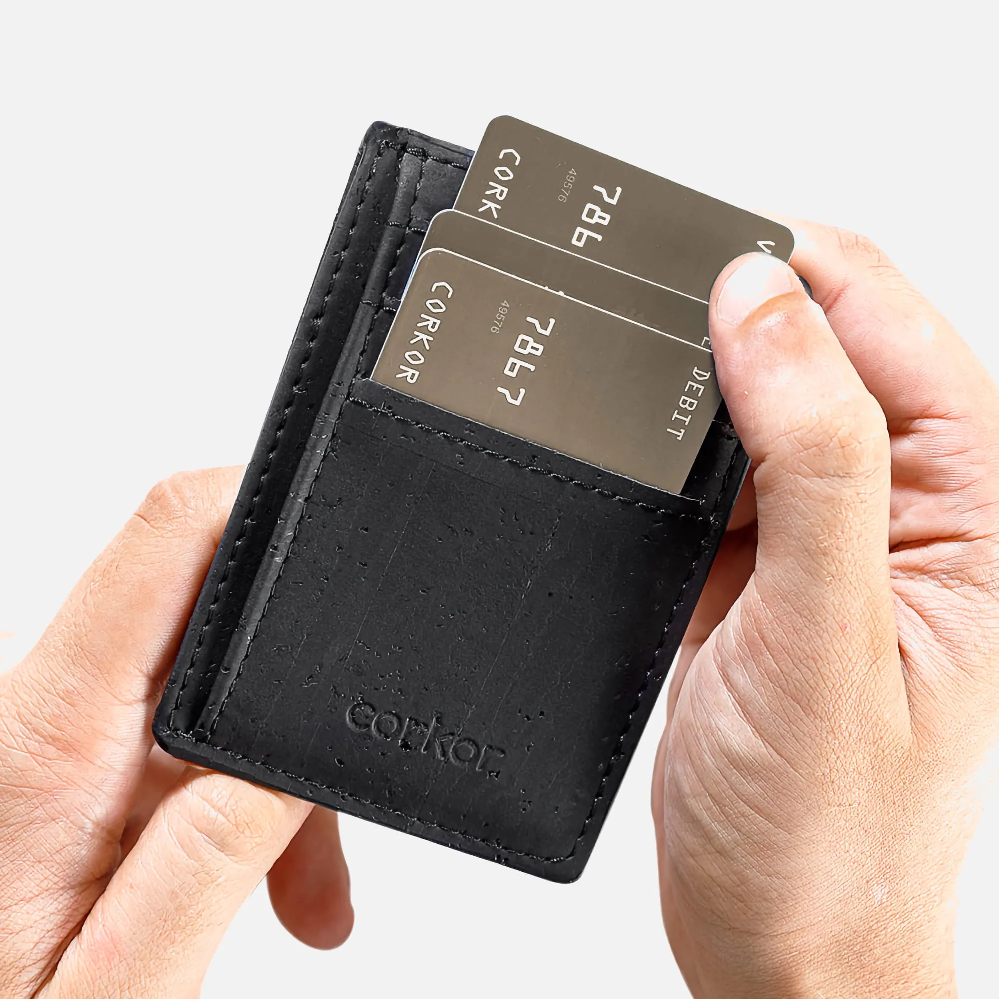 Corkor Vegan Cork RFID Card Wallet, Black