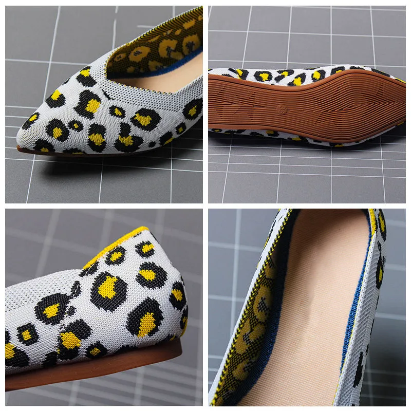 Pointed Toe flats Ladies flat Shoes Comfortable Ballet Knit De Mujer Loafers Autumn Gestante Boat Shoes Soft Bottom Women's Shoe