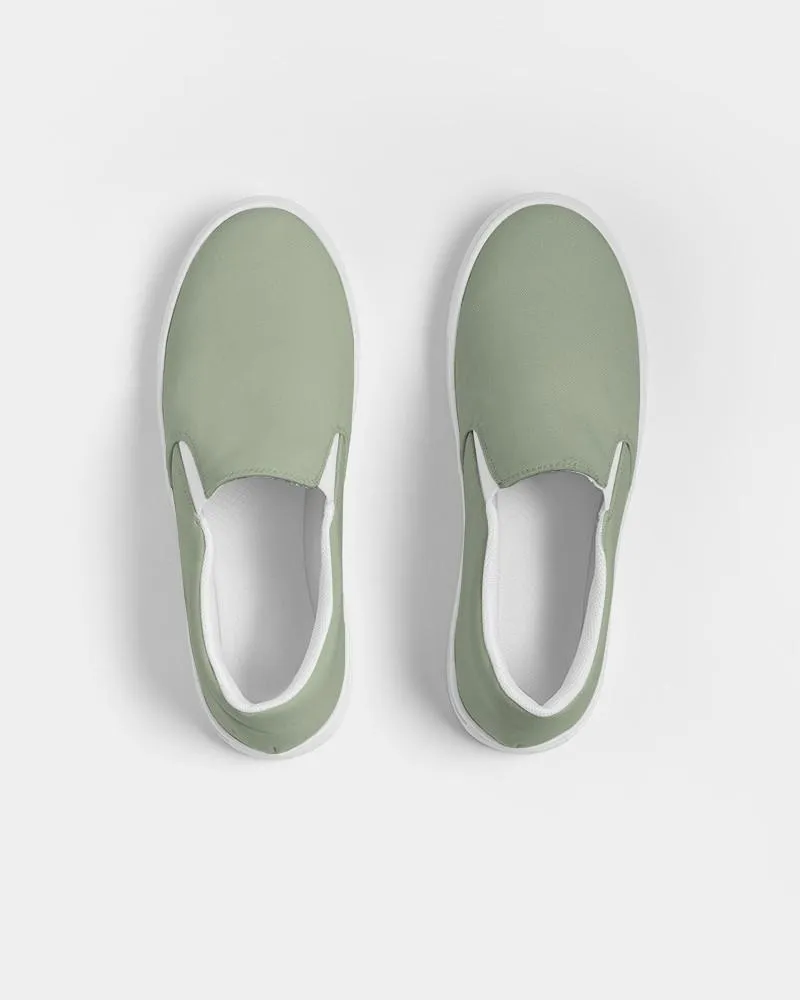 Shaded Pale Pastel Warm Green Gray Slip-On Canvas Sneakers | Women's | C15M0Y30K30