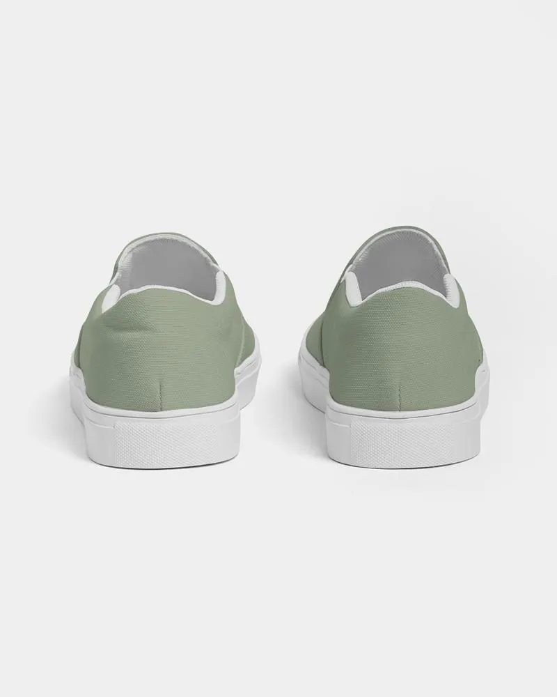 Shaded Pale Pastel Warm Green Gray Slip-On Canvas Sneakers | Women's | C15M0Y30K30