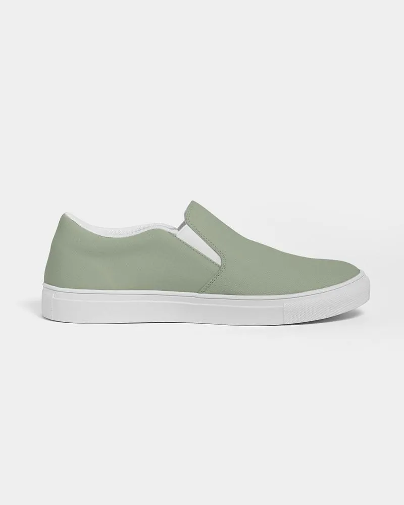 Shaded Pale Pastel Warm Green Gray Slip-On Canvas Sneakers | Women's | C15M0Y30K30