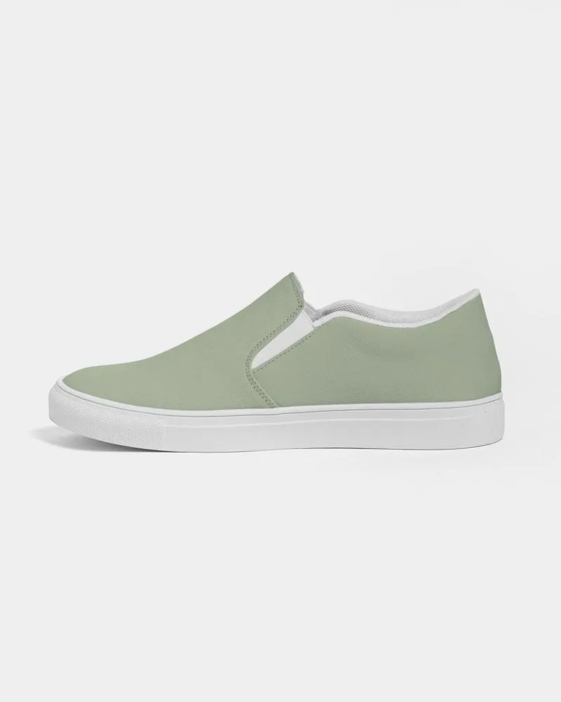 Shaded Pale Pastel Warm Green Gray Slip-On Canvas Sneakers | Women's | C15M0Y30K30